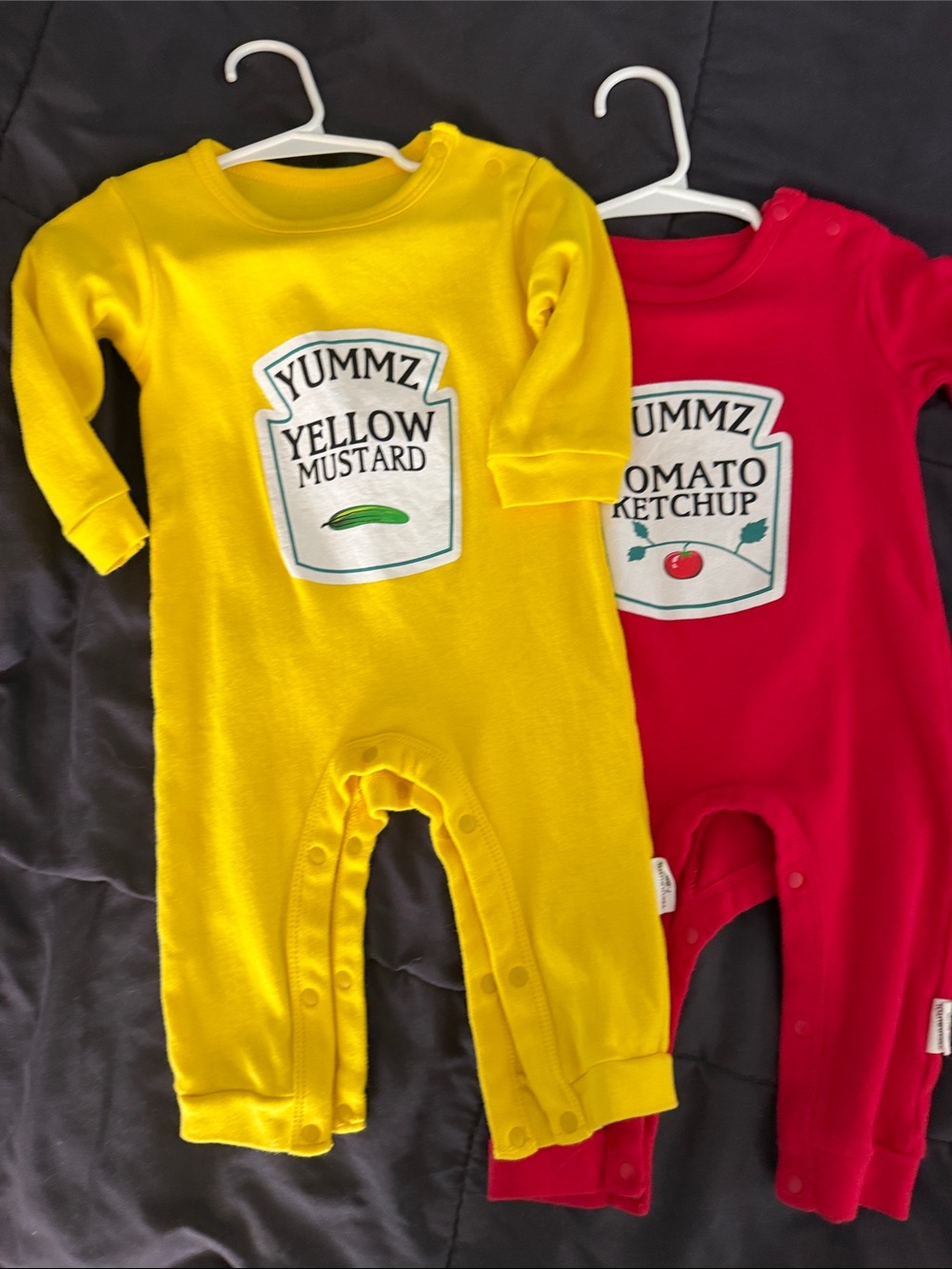 Yummz Yellow Mustard/Tomato Ketchup Baby Romper - Yellow&Red